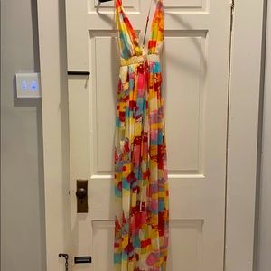 Long colorful cross back dress